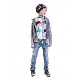 Boys Grey Knitted Zip-up Top1